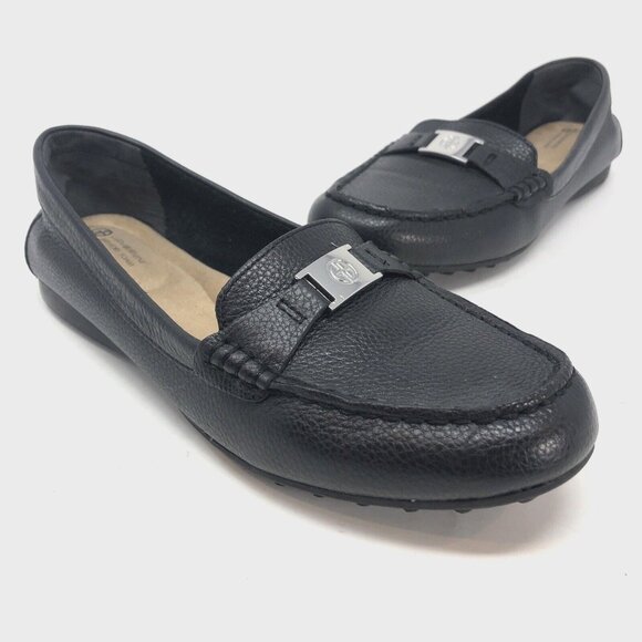 Giani Bernini Shoes Womens 8M Dailyn Black Leather Loafers Memory Foam Slip On - Picture 1 of 9